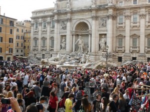 View of the Crowded Trevi Fountain
